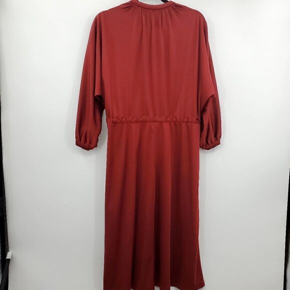 Chipper 70s 80s Long Sleeve Dress Button up Front and Drawstring Waist Vintage - Picture 13 of 16